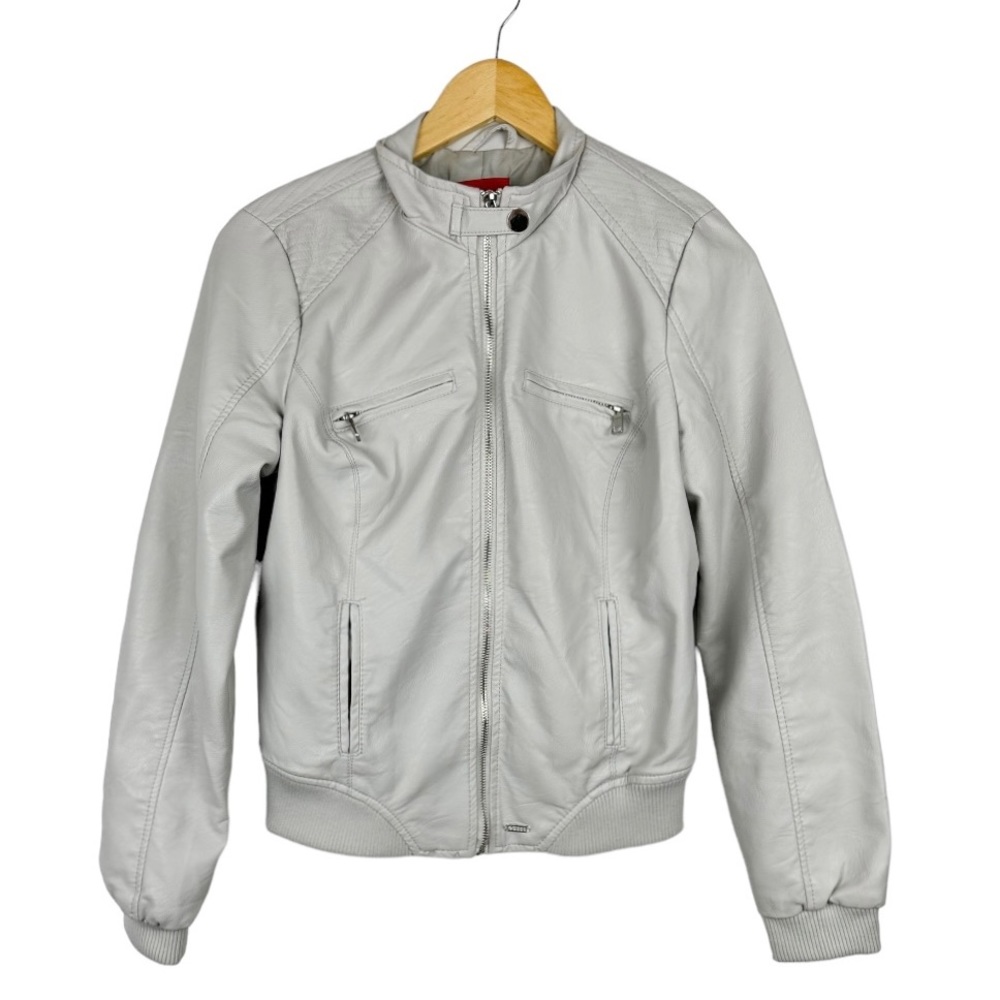 Guess Dreezie Faux Leather Gray Jacket Size Medium